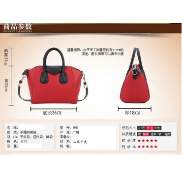 Genuine Leather Tote Bag Red 75673