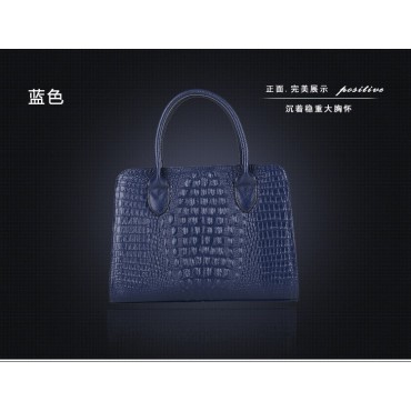 Genuine Leather Tote Bag Dark Blue 75675