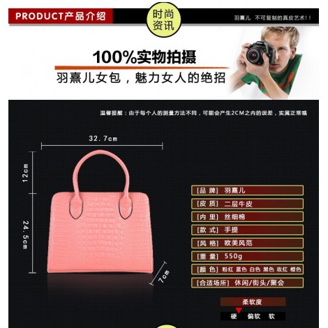 Genuine Leather Tote Bag Pink 75675