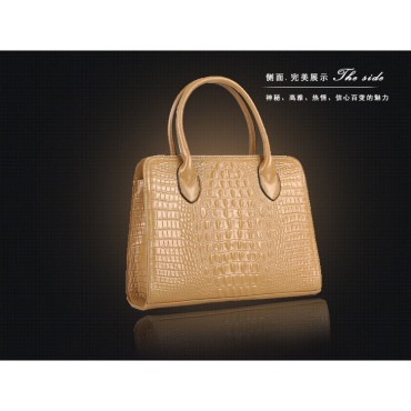 Genuine Leather Tote Bag Khaki 75675