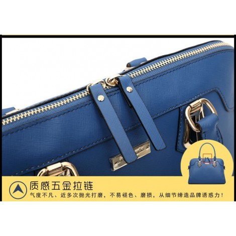 Genuine Leather Tote Bag Blue 75676